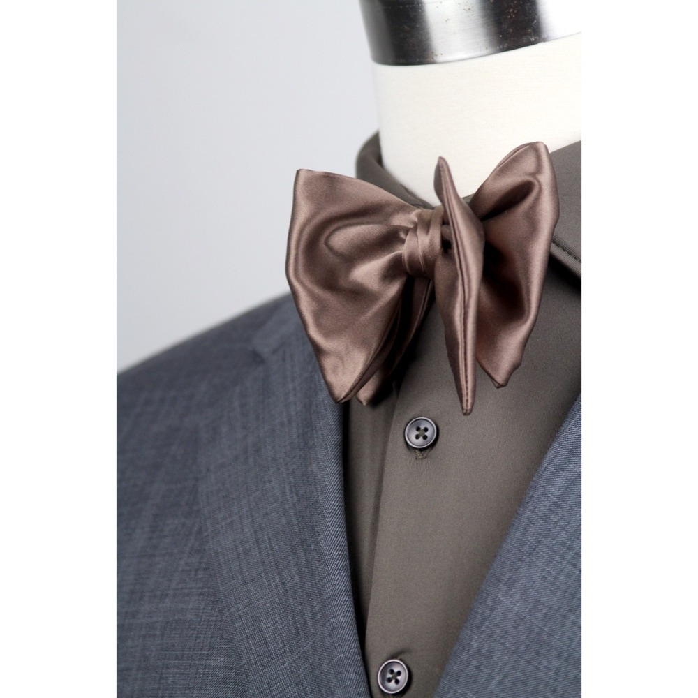 Men's Self-Tie Bow‎ Tie 100% Silk Big Butterfly Chocolate Brown Classic Formal